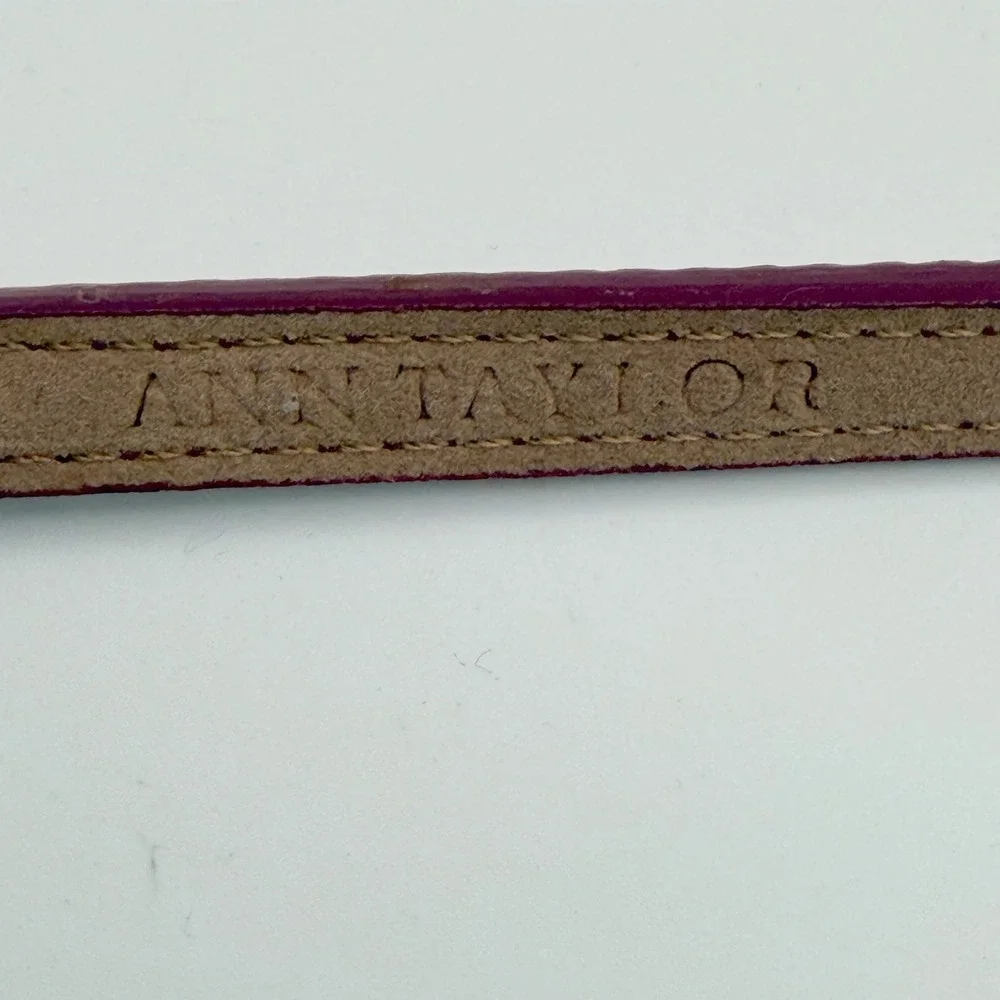 Ann‎ Taylor Womens Skinny Satin Belt Magenta Plum Purple Gold Buckle Small Retro